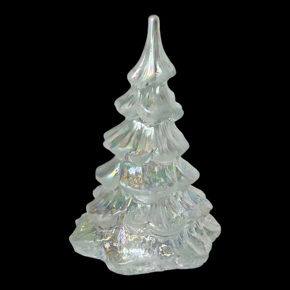American Fenton Glass CHRISTMAS TREE Medium 4" Iridescent Color Gloss White VTG - Picture 5 of 7